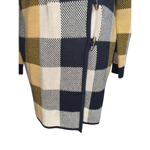 Cabi Sz S Hooded Cardigan Checked Longline Toggle Closure Knit‎ Sweater Women - Picture 4 of 12